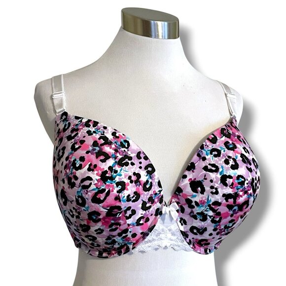 Torrid 44D Bra Perfect T-shirt Push Up Padded Underwire Floral Animal Print - Picture 2 of 8